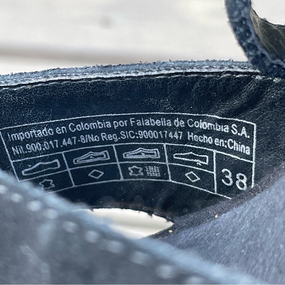 Karl Lagerfeld black suede & silver chunky heel platform ankle strap sandals 38 - Picture 15 of 16